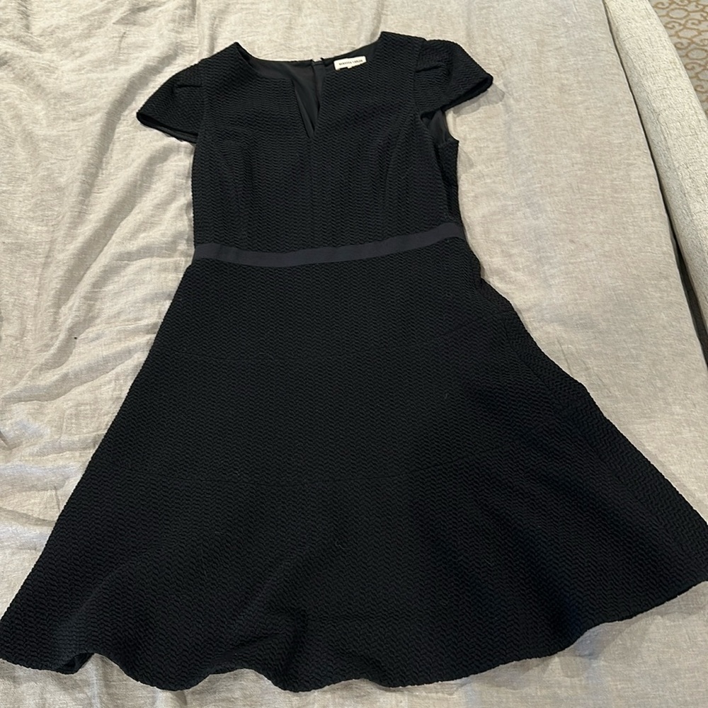 Rebecca Taylor cap sleeve stretch textured mini dress black. Size 6